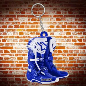 Personalized Motocross Boots Keychain, Custom Biker Shoes Acrylic Flat Keychain for Biker